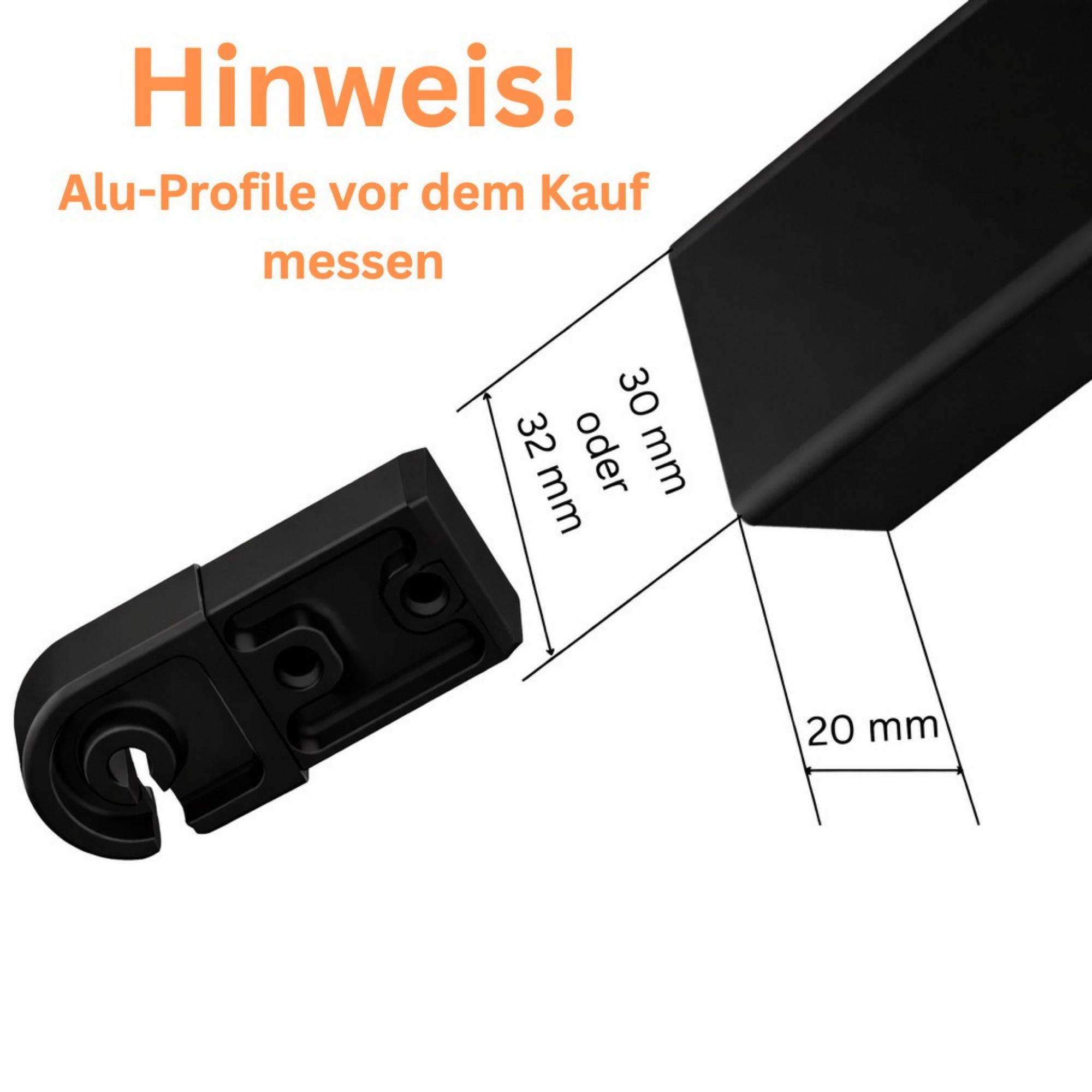 Endkappe 30x20 mm in schwarz