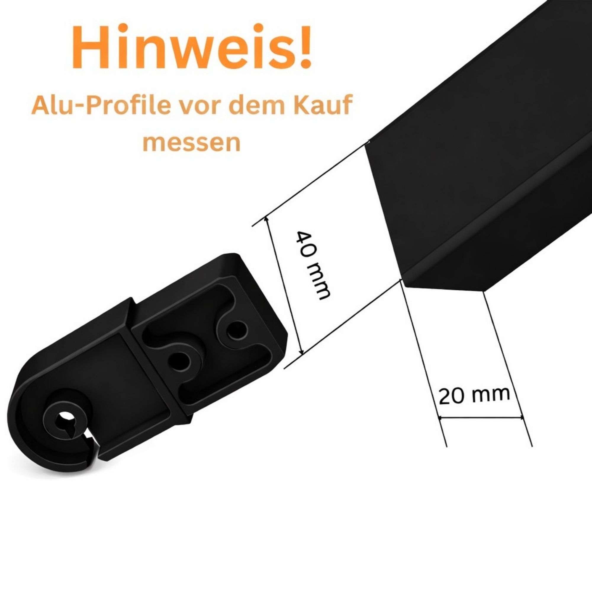 Endkappe 40x20 mm in schwarz